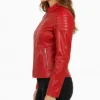 Slim Fit Red Biker Jacket Womens