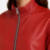 Two Tone Cafe Racer Leather Jacket For Women