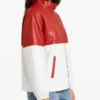 Two Tone Cafe Racer Leather Jacket For Womens