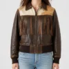 Western Lattie Fringe Leather Jacket For Women
