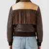 Western Lattie Fringe Leather Jacket For Womens