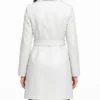 White Belted Leather Coat For Women