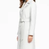 White Belted Leather Coat Women