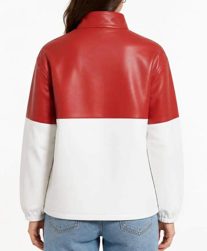 Women Two Tone Cafe Racer Leather Jacket