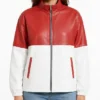 Womens Two Tone Cafe Racer Leather Jacket