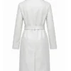 Womens White Belted Leather Coat