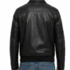Classic Collar Black Leather Jacket For Mens