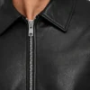 Men Classic Collar Black Leather Jacket