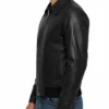 Mens Classic Collar Black Leather Jacket