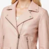 Pink Biker Leather Jacket For Women
