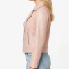 Pink Biker Leather Jacket For Womens