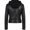 Buy Now Womens Billie Black Leather Biker Jacket with Hood