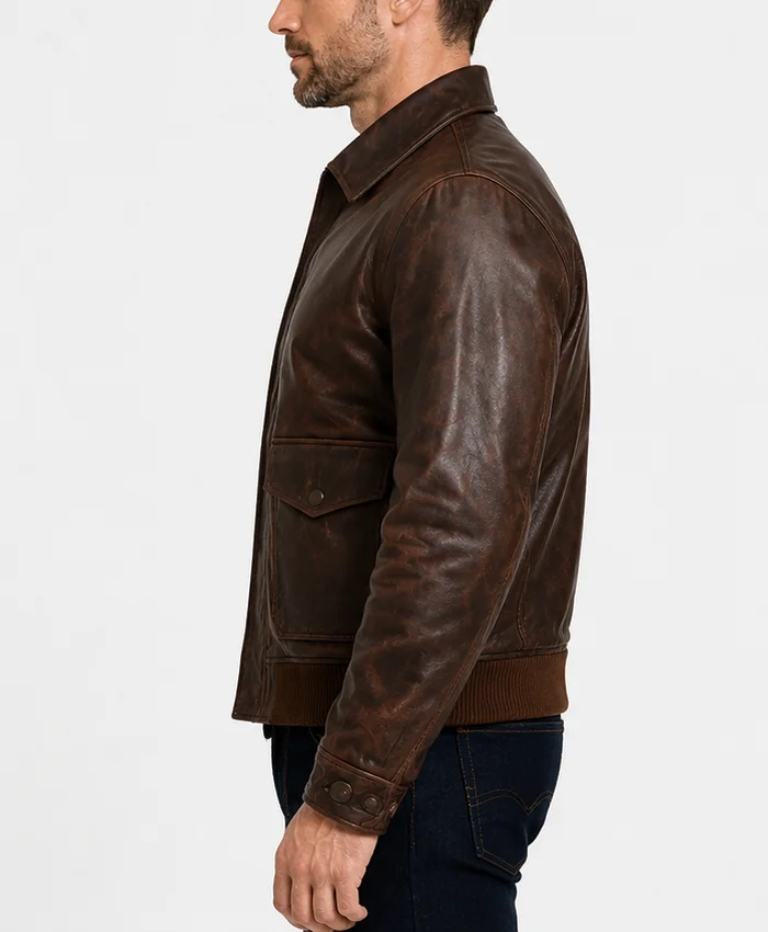 A-2 Aviator Leather Bomber Jacket For Mens