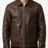A2 Flight Brown Leather Bomber Jacket