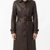 Buy Alexis Brown Single Breasted Leather Coat