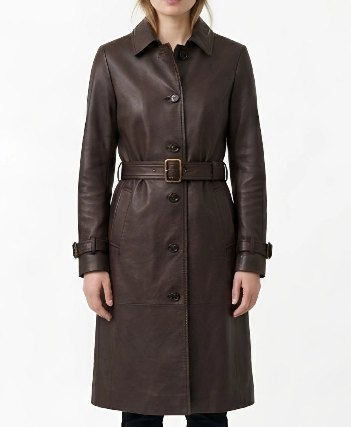 Buy Alexis Brown Single Breasted Leather Coat