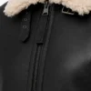 Arctic Chic Leather Flight Black Leather Jacket with Shearling Trim For Men