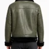 Aviator Style Olive Green Leather Jacket For Mens