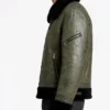 Aviator Style Olive Green Leather Jacket Mens