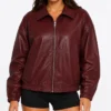Baggy Womens Burgundy Leather Jacket