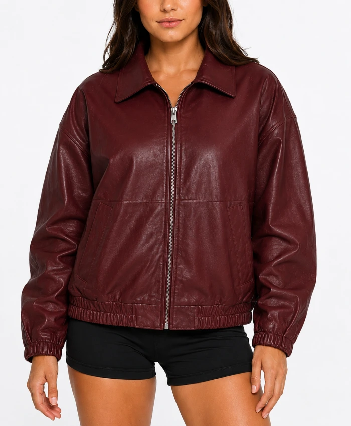 Baggy Womens Burgundy Leather Jacket