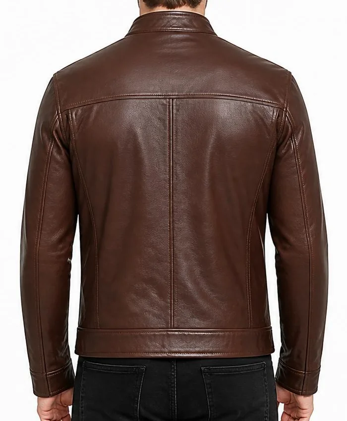 Bickford Cognac Brown Real Leather Biker Jacket For Men