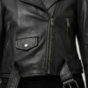 Women Vyxen Cropped Biker Leather Jacket