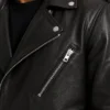Black Asymmetrical Biker Style Leather Jacket For Men