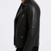 Black Asymmetrical Biker Style Leather Jacket For Mens
