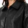 Black Bomber Drop Shoulder Leather Women