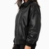 Black Bomber Drop Shoulder Leather Womens
