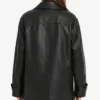 Women Black Leather Oversized Jacket