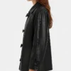 Black Leather Oversized Jacket For Women