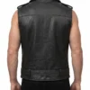 Men's Motorcycle Black Leather Vest
