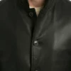 Mens Single Breasted Black Trench Leather Coat