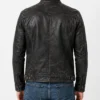 Mens Black Washed Cafe Racer Leather Jacket