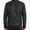 Men Washed Black Distressed Cafe Racer Leather Jacket