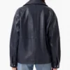 Womens Blue Oversized Leather Jacket