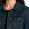 Blue Washed Harrington Leather Jacket For Women