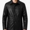 Bristol Mens Black Lambskin 3-4 Length Car Coat