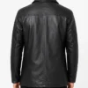 Mens Bristol Black Leather Car Coat