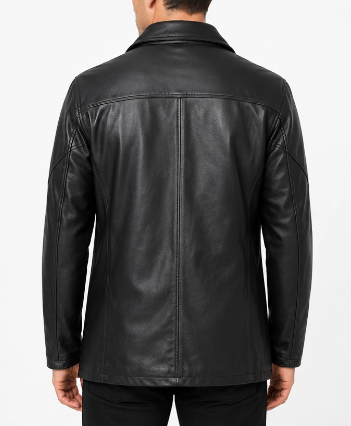 Bristol — Men's Black Lambskin 3/4 Length Car Coat