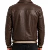 Mens Brown Varsity Jacket in Real Leather