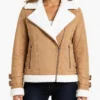 Brown Suede Biker Jacket with Fur Lining For Womens