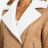 Brown Suede Biker Jacket with Fur Lining Women