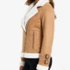 Brown Suede Biker Jacket with Fur Lining Womens