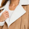 Brown Suede Biker White Fur Jacket Women