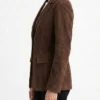 Womens Brown Suede Leather Blazer