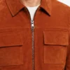 Brown Suede Trucker Jacket For Men