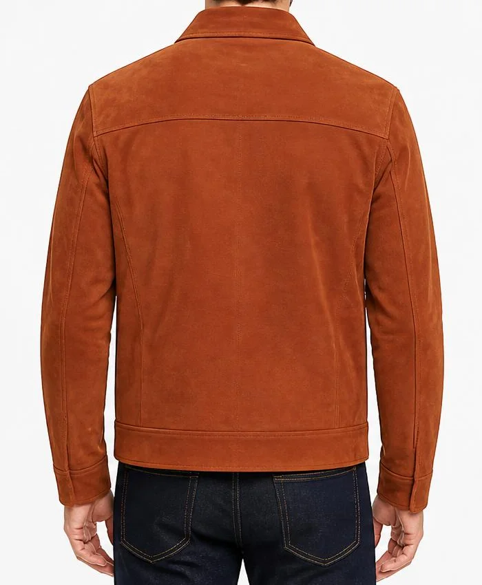 Brown Suede Trucker Jacket Men